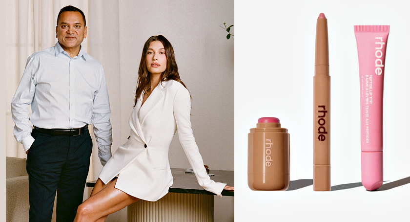 e.l.f. Beauty Chairman and CEO Tarang Amin and rhode Founder Hailey Bieber